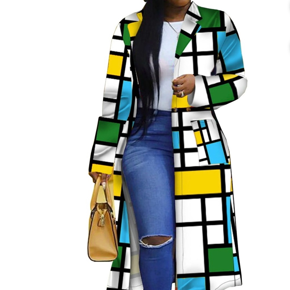 Colorful Geometric Long Coat